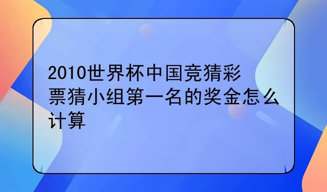 2010世界杯小组头名彩票奖金 2010世界杯小组赛比分